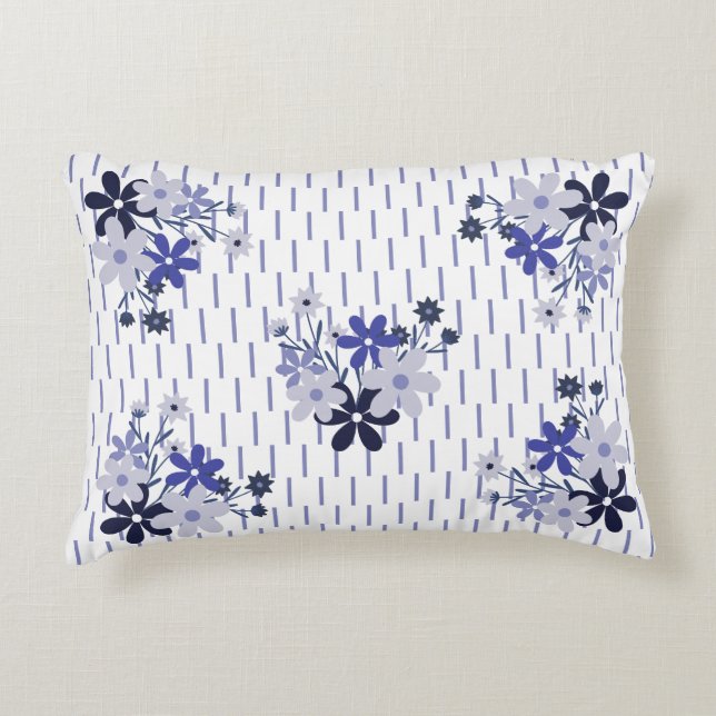 Almofada Decorativa Padrão floral elegante violeta púrpura azul (Frente)