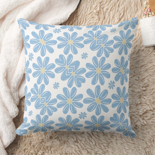 Almofada Decorativa - Padrão Floral Flor Azul (Cobertor)