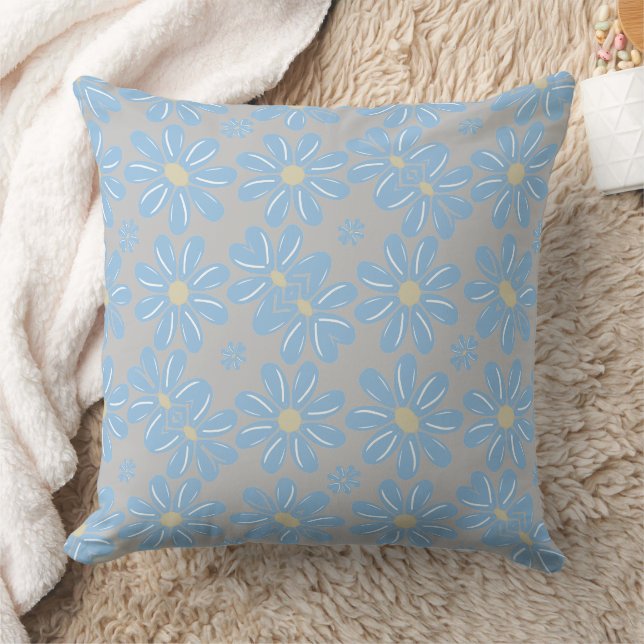 Almofada Decorativa - Padrão Floral Flor Azul (Cobertor)