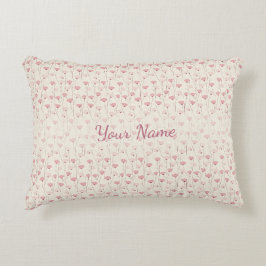 Almofada Decorativa Padrão Floral Rosa Quente Personalizado