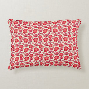 Almofada Decorativa Padrão Floral Rosa Vermelho Sem Costura Estética E