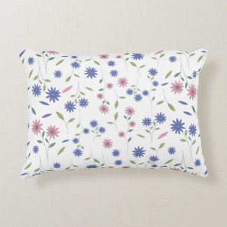 Almofada Decorativa Padrão Floral Sem Costura Rosa e Azul