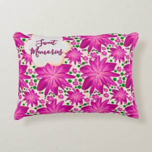 Almofada Decorativa Padrão Floral Sem Costura Rosa Quente Personalizad