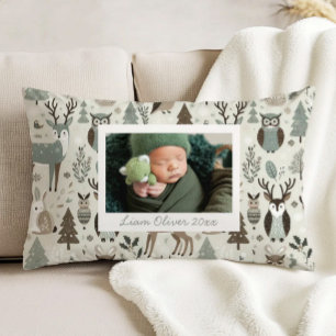 Almofada Decorativa Padrão Florestal Verde Marrom Foto Personalizada B