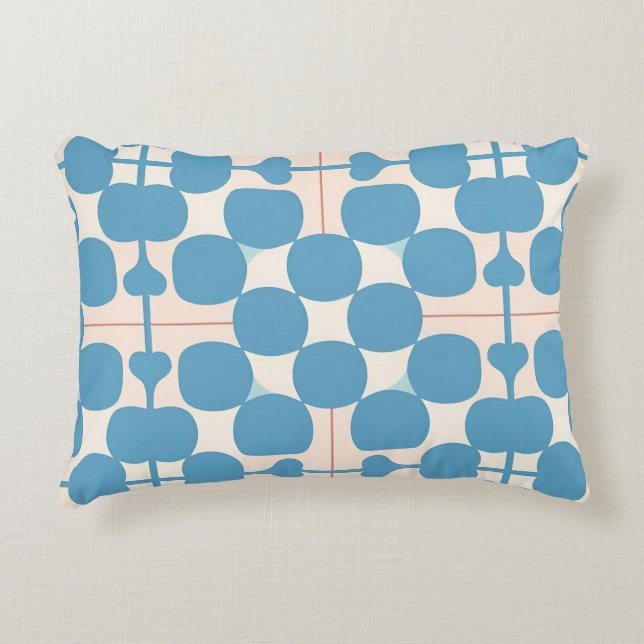Almofada Decorativa Padrão Geométrico Abstrato Azul e Branco (Frente)
