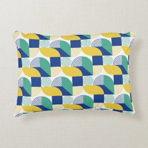 Almofada Decorativa Padrão Geométrico Abstrato Verde Azul