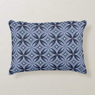 Almofada Decorativa Padrão Geométrico Azul Estilo Retro
