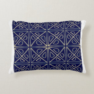 Almofada Decorativa Padrão Geométrico Azul Tribal Invisível. Ha Stripe