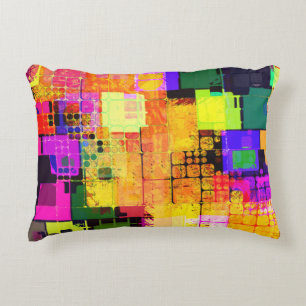 Almofada Decorativa Padrão Geométrico Multicolorido Quadrado