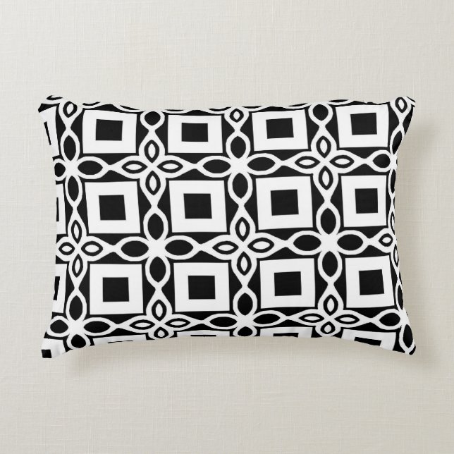 Almofada Decorativa Padrão Geométrico Preto e Branco (Frente)