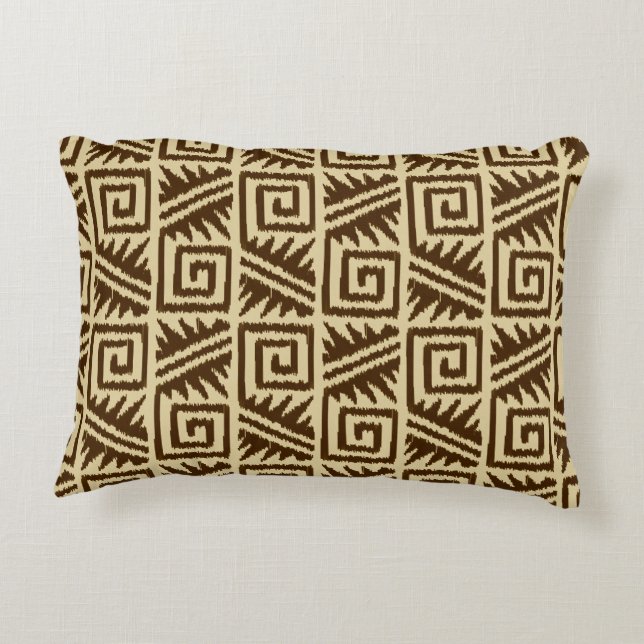 Almofada Decorativa Padrão Ikat Aztec - Castanho escuro e Tom (Verso)