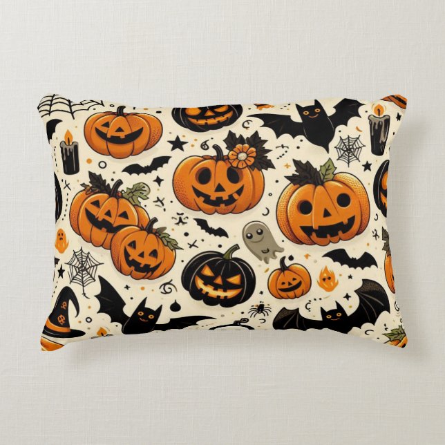 Almofada Decorativa Padrão Invisível de Feliz Halloween (Frente)