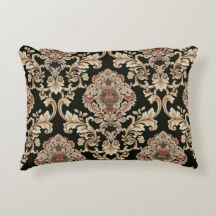 Almofada Decorativa padrão jacquard damask clássico com quadro abstrat