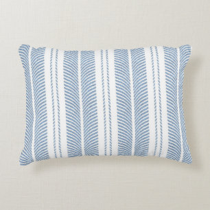 Almofada Decorativa Padrão Listrado de Xadrez Azul Suave com Samambaia