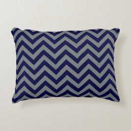 Almofada Decorativa Padrão marinho Azul, Carvão Grande Chevron ZigZag