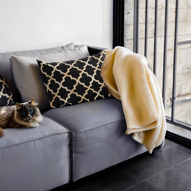 Almofada Decorativa Padrão marroquino preto e Dourado (Criador carregado)