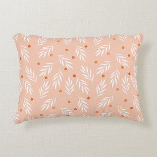 Almofada Decorativa Padrão Moderno de Folhas Florais A Rosa Apricot