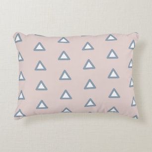 Almofada Decorativa Padrão Moderno de Triângulo Rosa Branco Azul Elega