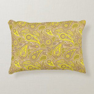 Almofada Decorativa Padrão paisley marrom amarelo fofo