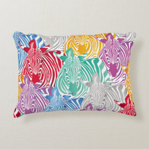 Almofada Decorativa Padrão perfeito de zebra colorida. Textu de animai