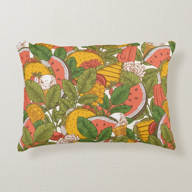 Almofada Decorativa Padrão perfeito na comida de Verão. Sanduíches, so (Frente)