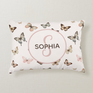 Almofada Decorativa Padrão Personalizado De Monograma Da Menina Cuta