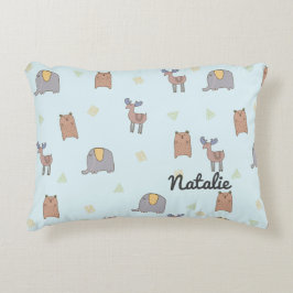 Almofada Decorativa Padrão Personalizável de Animais Escandinavos Cuto