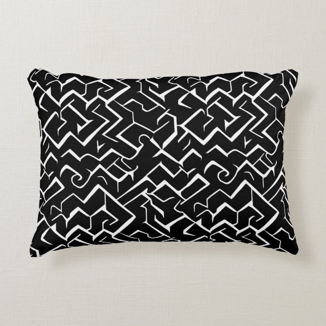 Almofada Decorativa Padrão Preto e Branco | Gótica moderna (Frente)