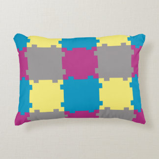 Almofada Decorativa Padrão Quebra-cabeça De Cinza Púrpura Amarelo-Bran