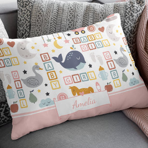 Almofada Decorativa Padrão Rosa Menininha Bonita com Nome