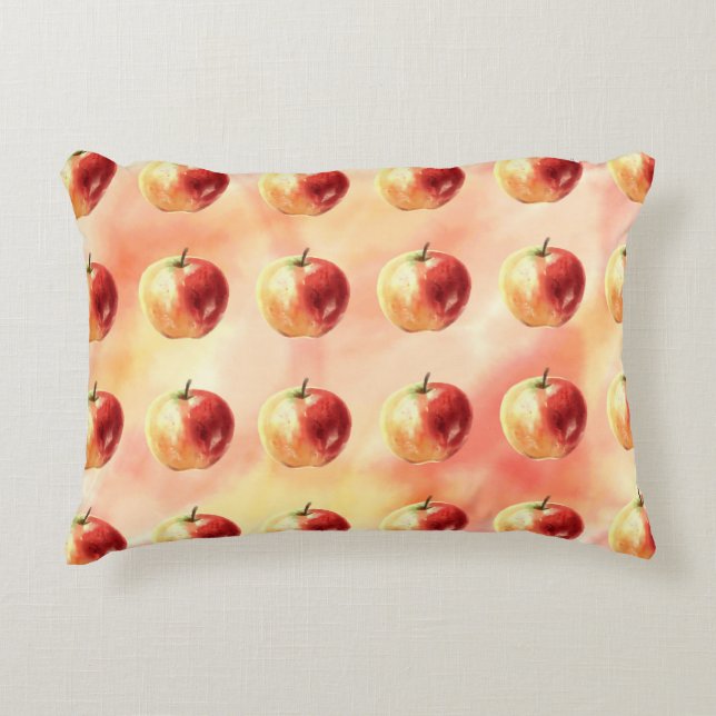 Almofada Decorativa Padrão Rustic Watercolor Apple (Frente)