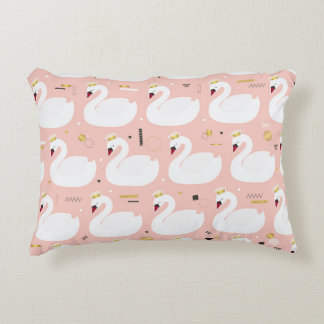 Almofada Decorativa Padrão sem costura com cisnes brancas giras. Todos
