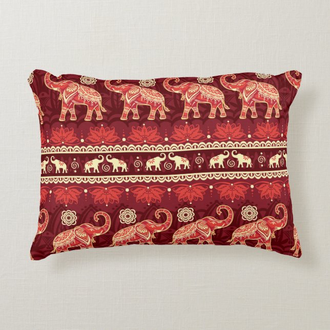 Almofada Decorativa Padrão sem costura com elefantes  (Frente)