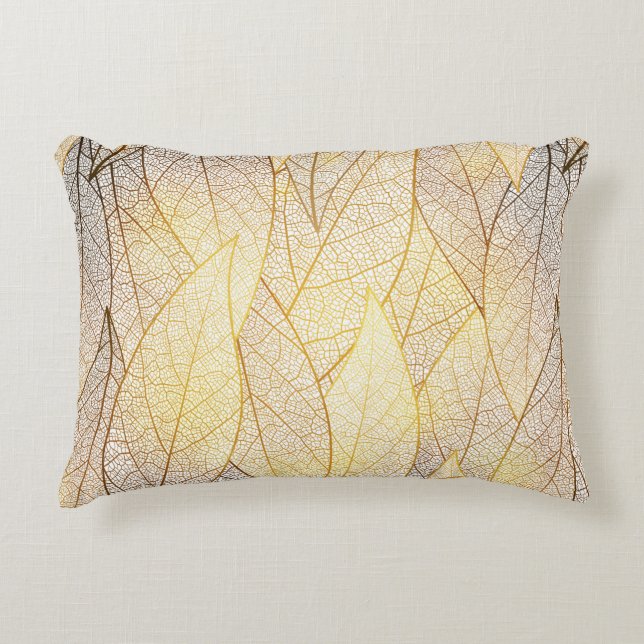 Almofada Decorativa Padrão sem costura com folhas de ouro (Frente)
