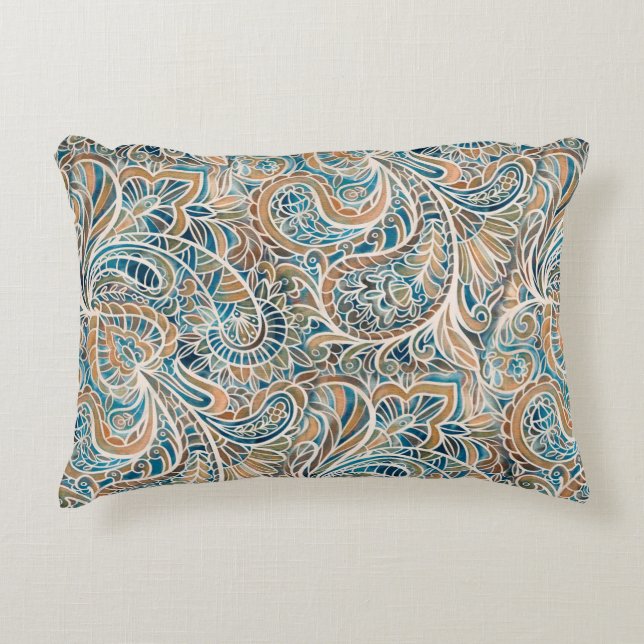 Almofada Decorativa Padrão sem costura com impressão de Paisley multic (Frente)