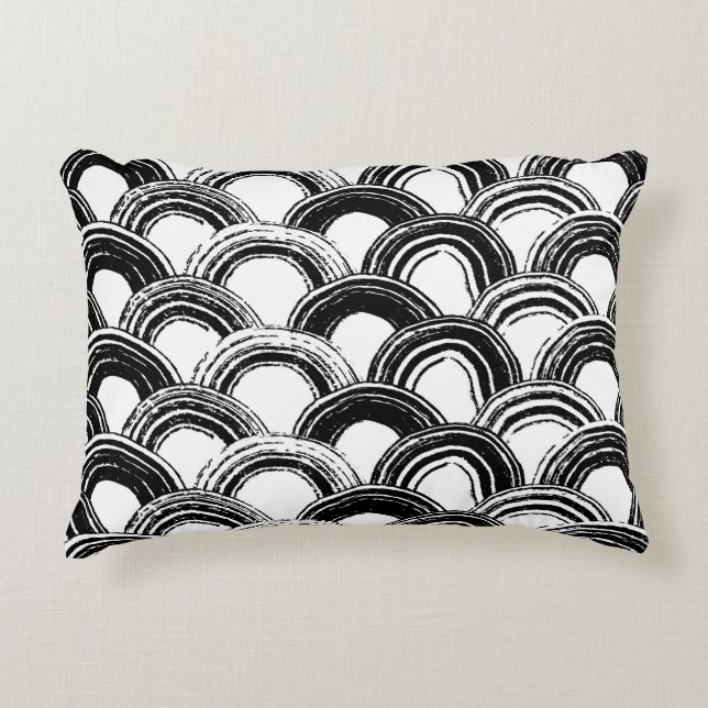 Almofada Decorativa Padrão sem costura de vinheta com régua de pincel  (Frente)