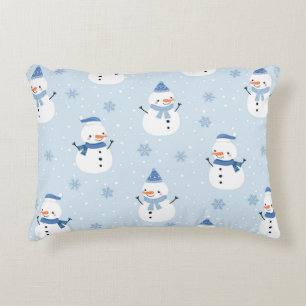 Almofada Decorativa Padrão sem costura do boneco de neve,fundo de inv