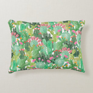 Almofada Decorativa Padrão sem costura do cacto do cacto de Aquarela