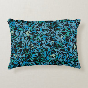 Almofada Decorativa Padrão sem costura do triângulo verde azul preto