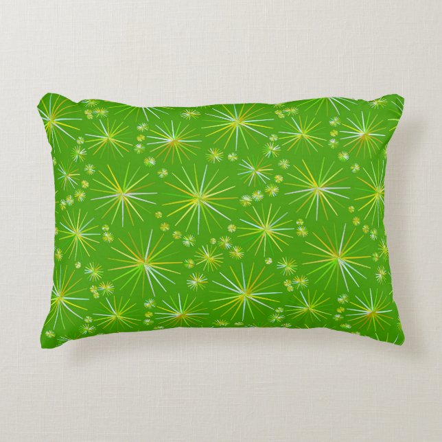 Almofada Decorativa Padrão Sputnik de meio século, Verde-Oliva (Frente)