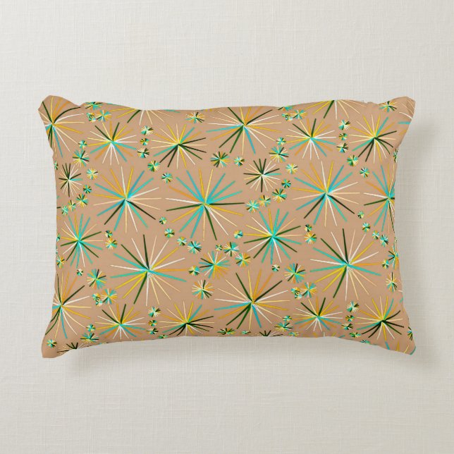 Almofada Decorativa Padrão Sputnik do meio século, Taupe Tan (Frente)