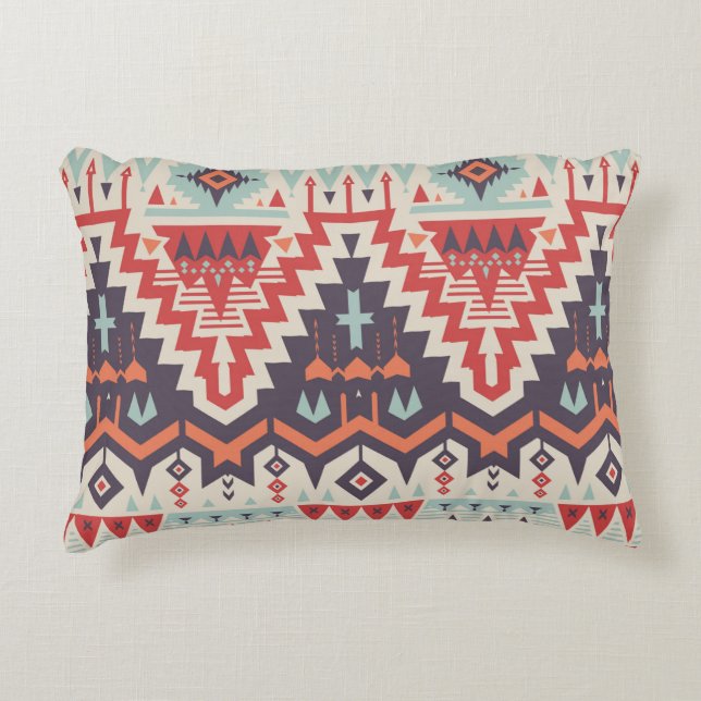 Almofada Decorativa Padrão Tribal Invisível. Ética Geométrica (Frente)