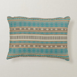 Almofada Decorativa Padrão Tribal Nativo Turquesa