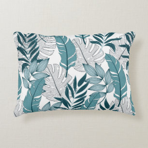 Almofada Decorativa Padrão tropical com plantas de moda e folhas em c