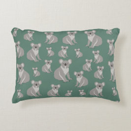 Almofada Decorativa Padrão Verde Cute Koala Eucalyptus