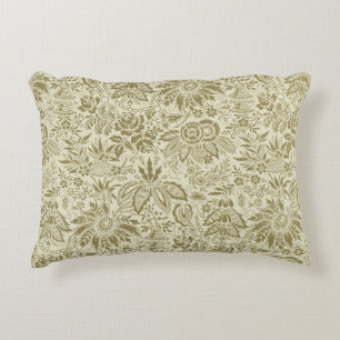 Almofada Decorativa Padrão Verde Sálvia Floral de Brocado Botânico Toi
