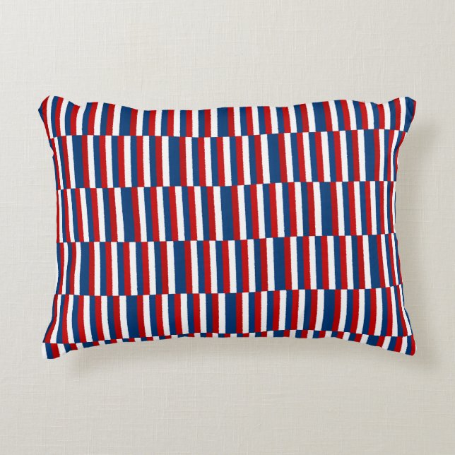 Almofada Decorativa Padrão Vermelho Branco Azul  (Frente)