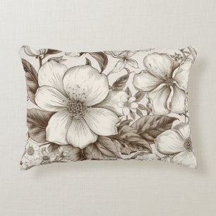 Almofada Decorativa Padrão Vintage Floral Sepia (14)