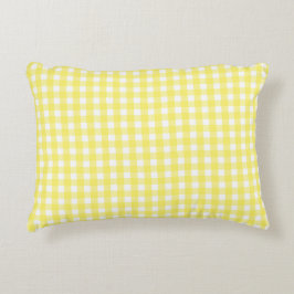 Almofada Decorativa Padrão Xadrez Amarelo Pastel