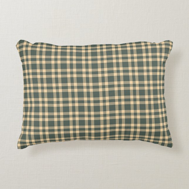Almofada Decorativa Padrão Xadrez Amarelo Verde (Frente)